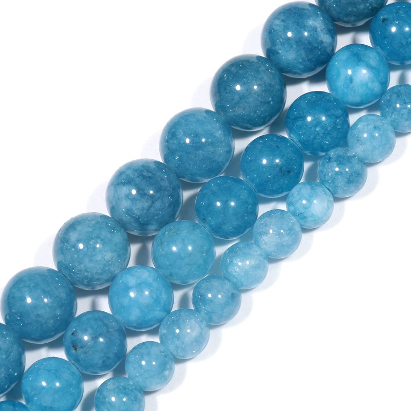 Yochus 10mm Blue Chalcedony Round Loose Beads Natural Stone Beads for Jewelry Making - Image 1